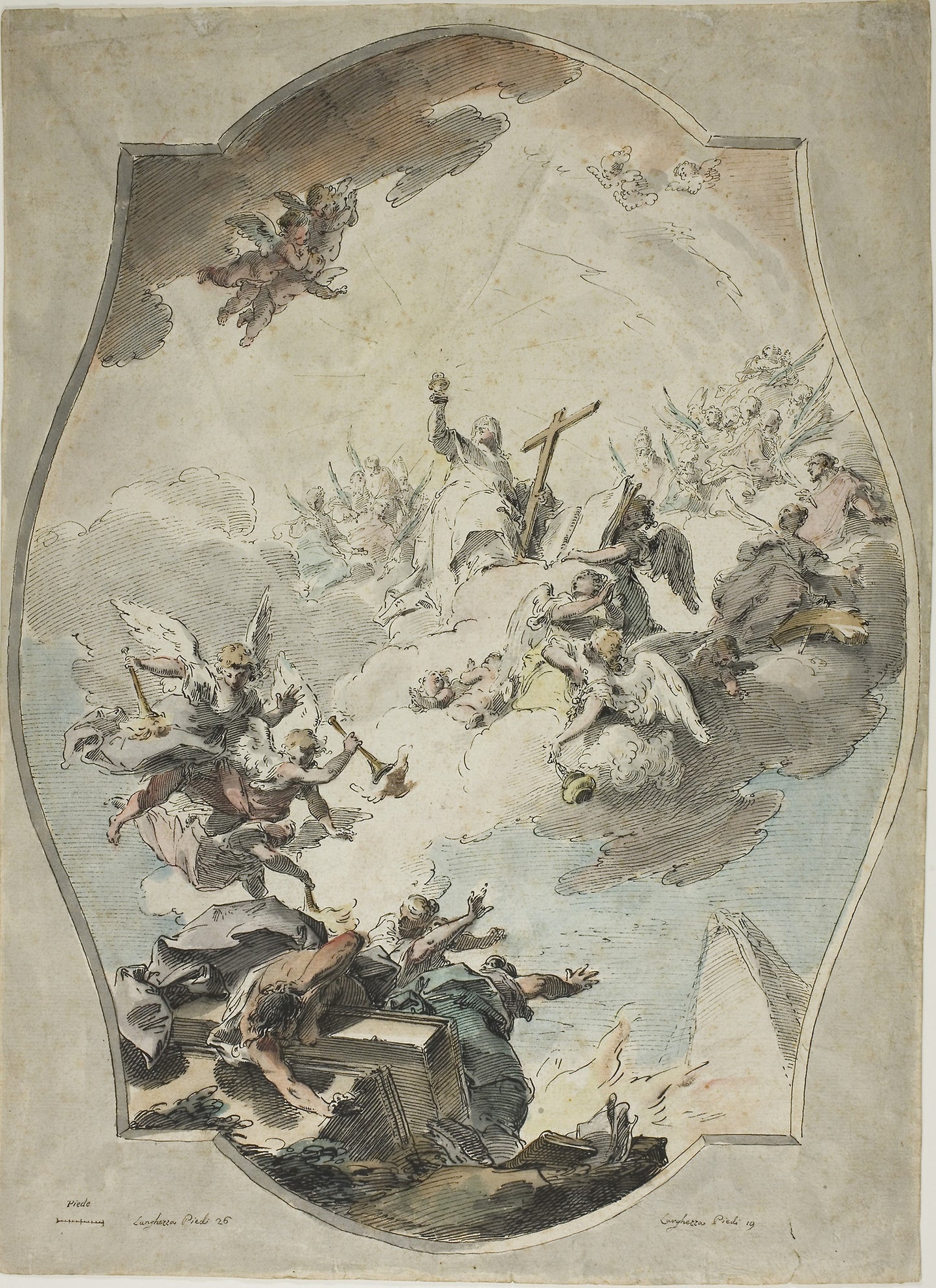 Faith Overcoming Heresy (recto); Tracing after Faith Overcoming Heresy (verso) -  Pietro Antonio Novelli,  Poster Print Wall Art