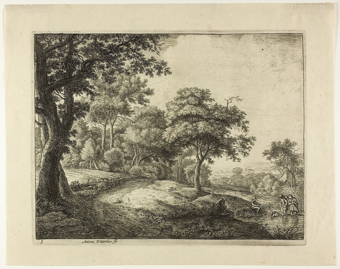 Man and Woman Crossing the Stream -  Anthoni Waterlo,  Poster Print Wall Art