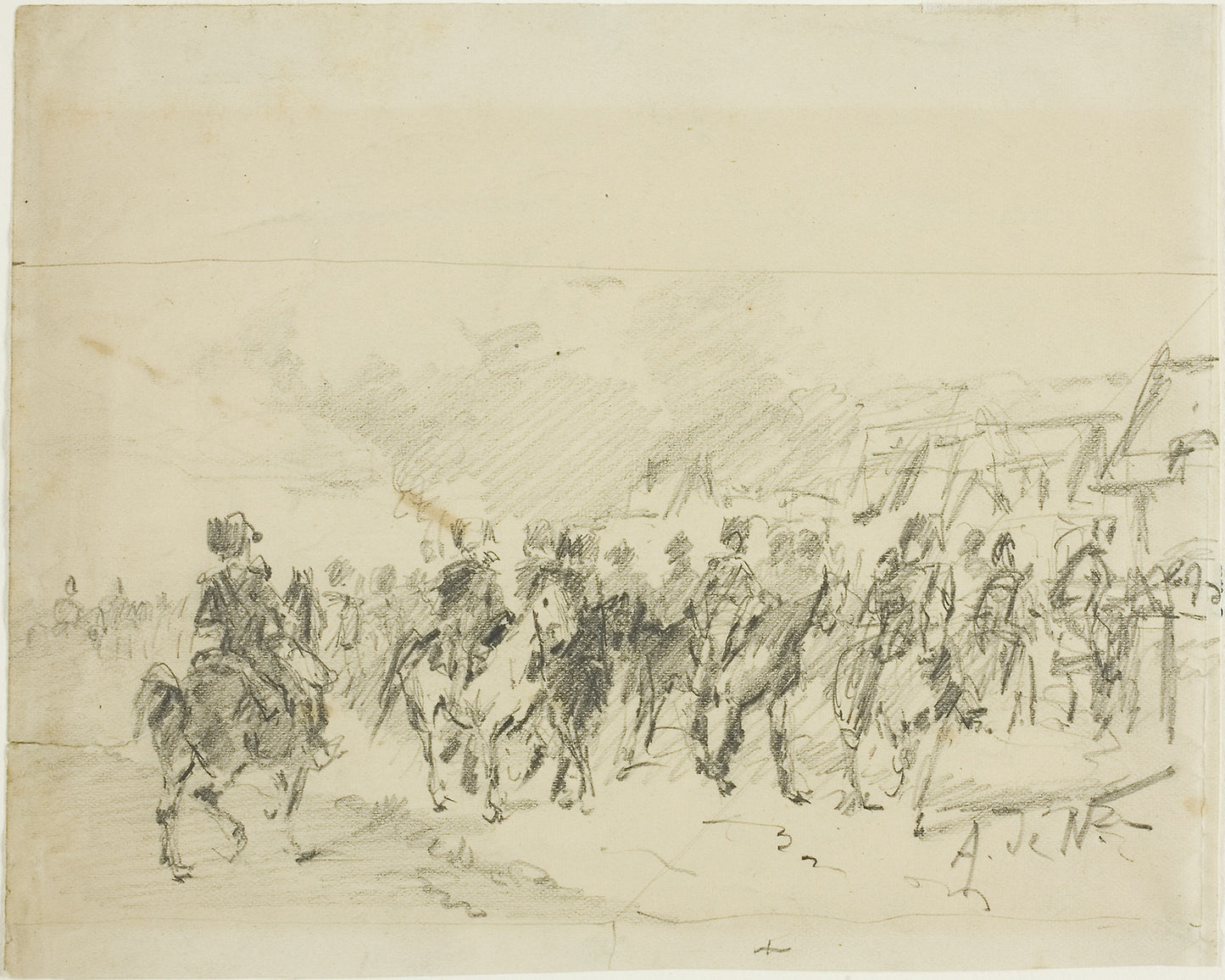 Man on Horseback -  Alphonse Marie Adolphe de Neuville,  Poster Print Wall Art