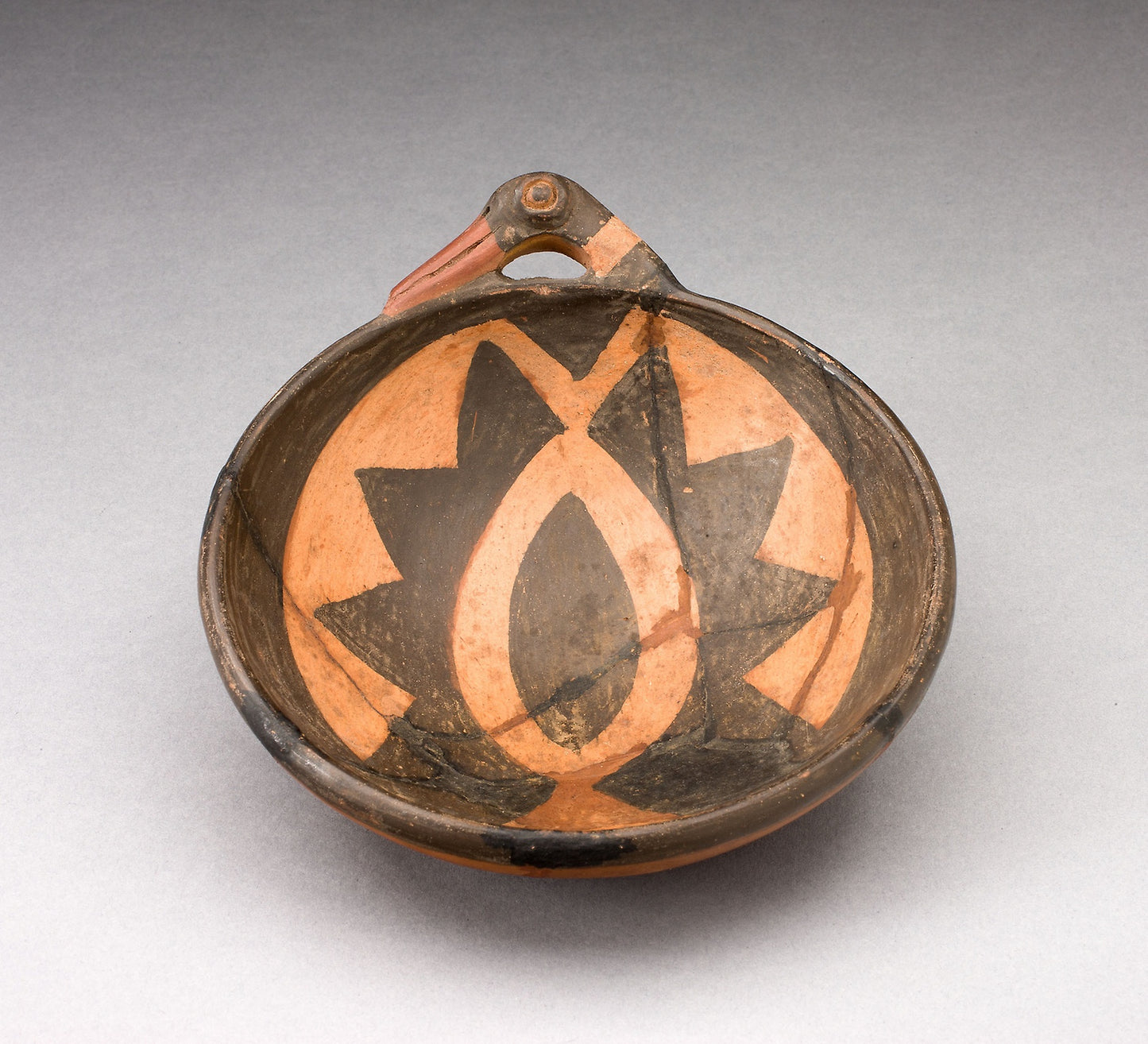 Miniature Bowl with Large Geometric Motif and Bird-Head Handle -  Inca,  Poster Print Wall Art