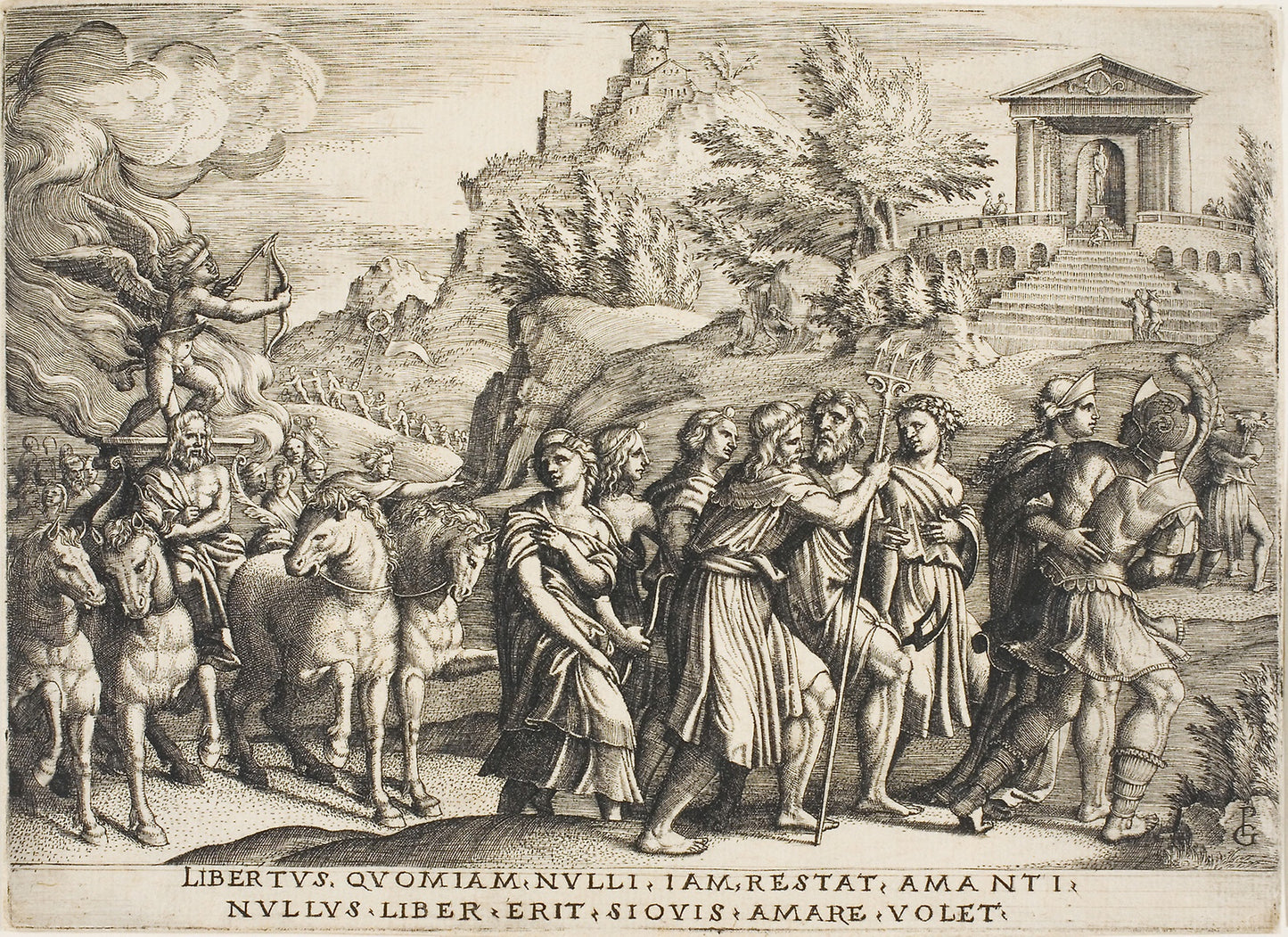 The Triumph of Love, plate one from The Triumphs of Petrarch -  Georg Pencz,  Poster Print Wall Art