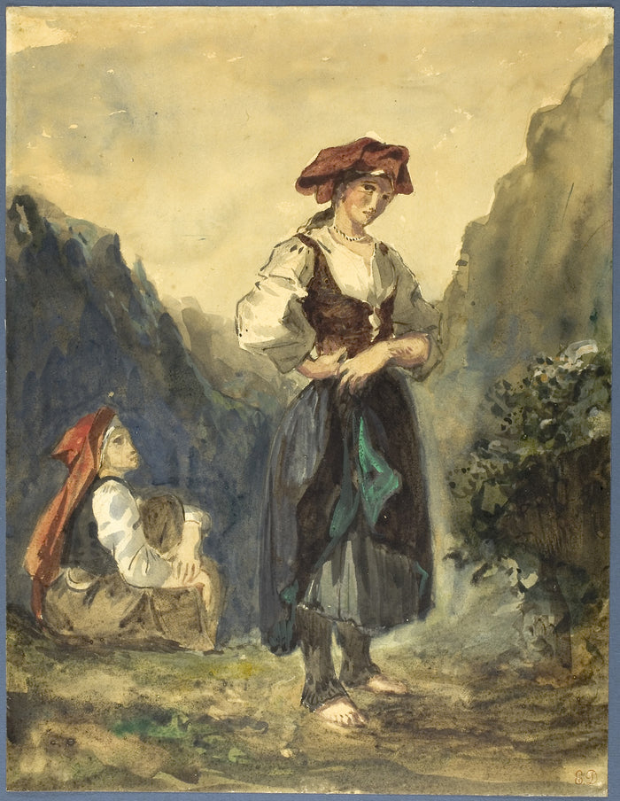 Peasant Women from the Region of the Eaux-Bonnes: Eugène Delacroix,16x12