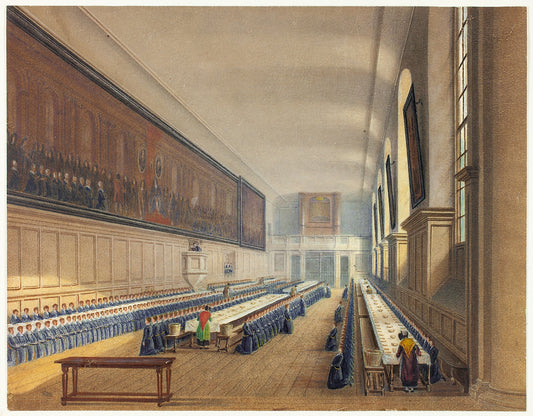 Hall of Christ's Hospital: Augustus Charles Pugin,16x12"(A3) Poster
