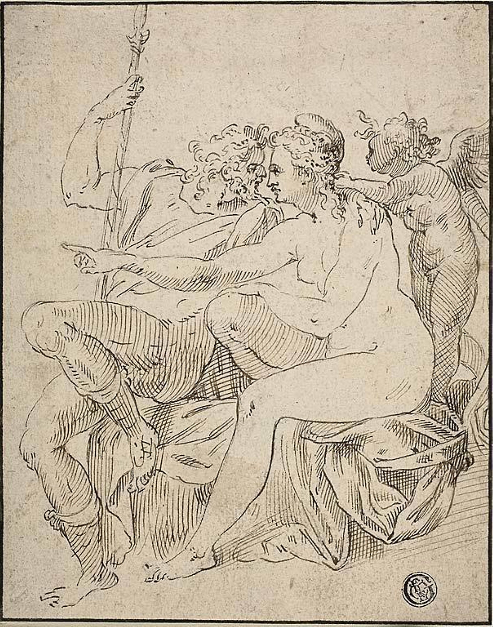 Venus, Mars, and Cupid: possibly Style of Frans Floris, I (Flemish, 1516-1570),16x12"(A3) Poster