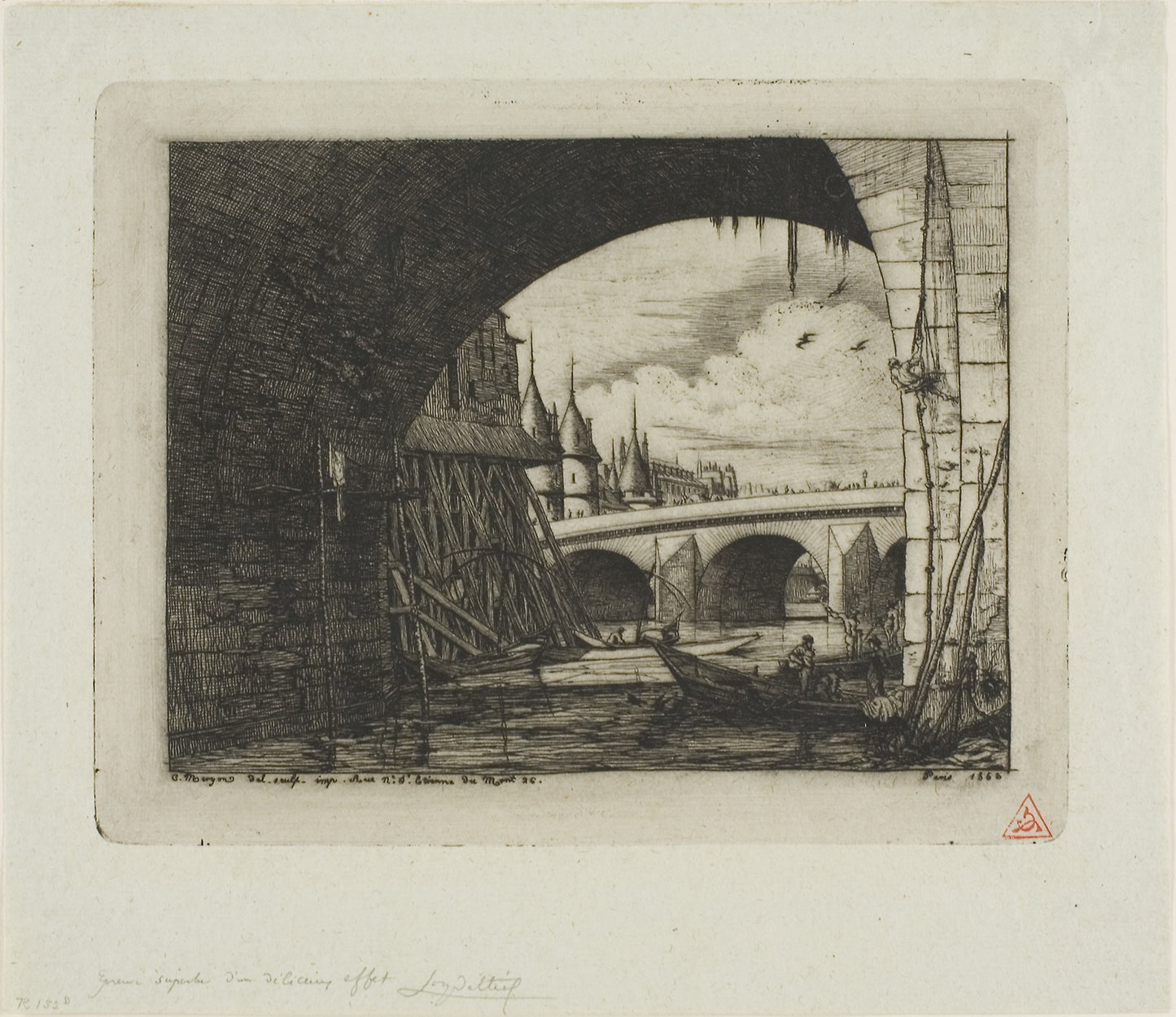 An Arch of the Pont Notre-Dame, Paris -  Charles Meryon,  Poster Print Wall Art