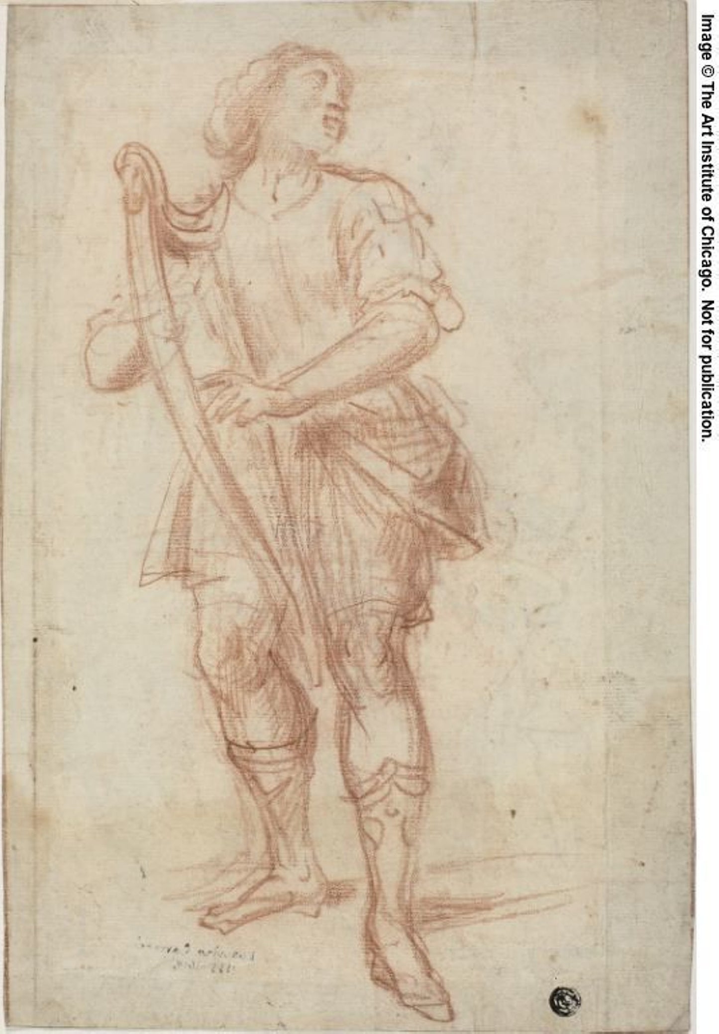 Study (recto); Draped, Seated Female Figure (verso) -  Bernardino Poccetti (Italian, 1548-1612),  Poster Print Wall Art