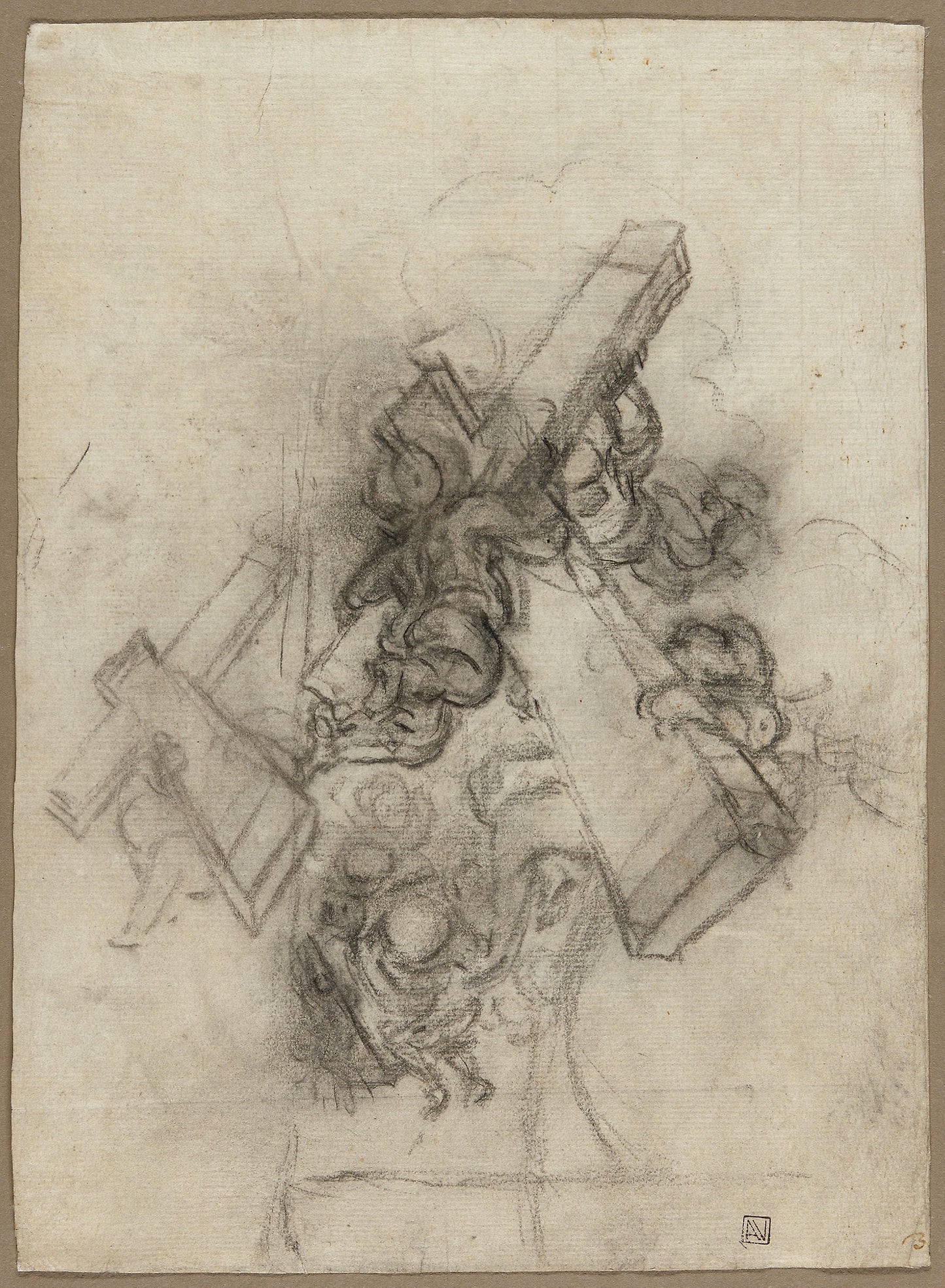 Putti Carrying the Cross (recto); Studies of a Hand (verso) -  Gian Lorenzo Bernini,  Poster Print Wall Art