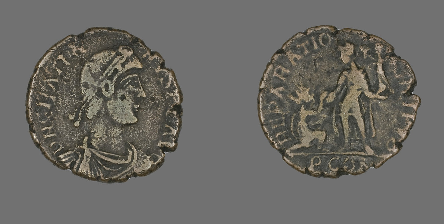 Coin Portraying Emperor Gratian -  Roman,  Poster Print Wall Art