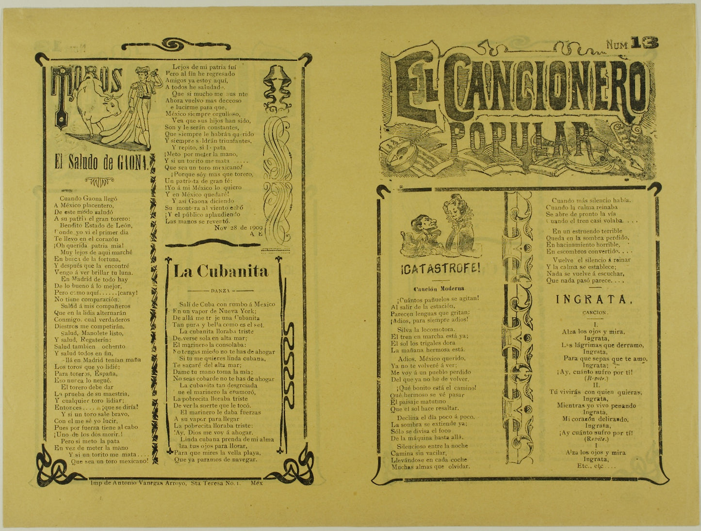 El cancionero popular, num. 13 (The Popular Songbook, no. 13) -  Unknown Artist,  Poster Print Wall Art