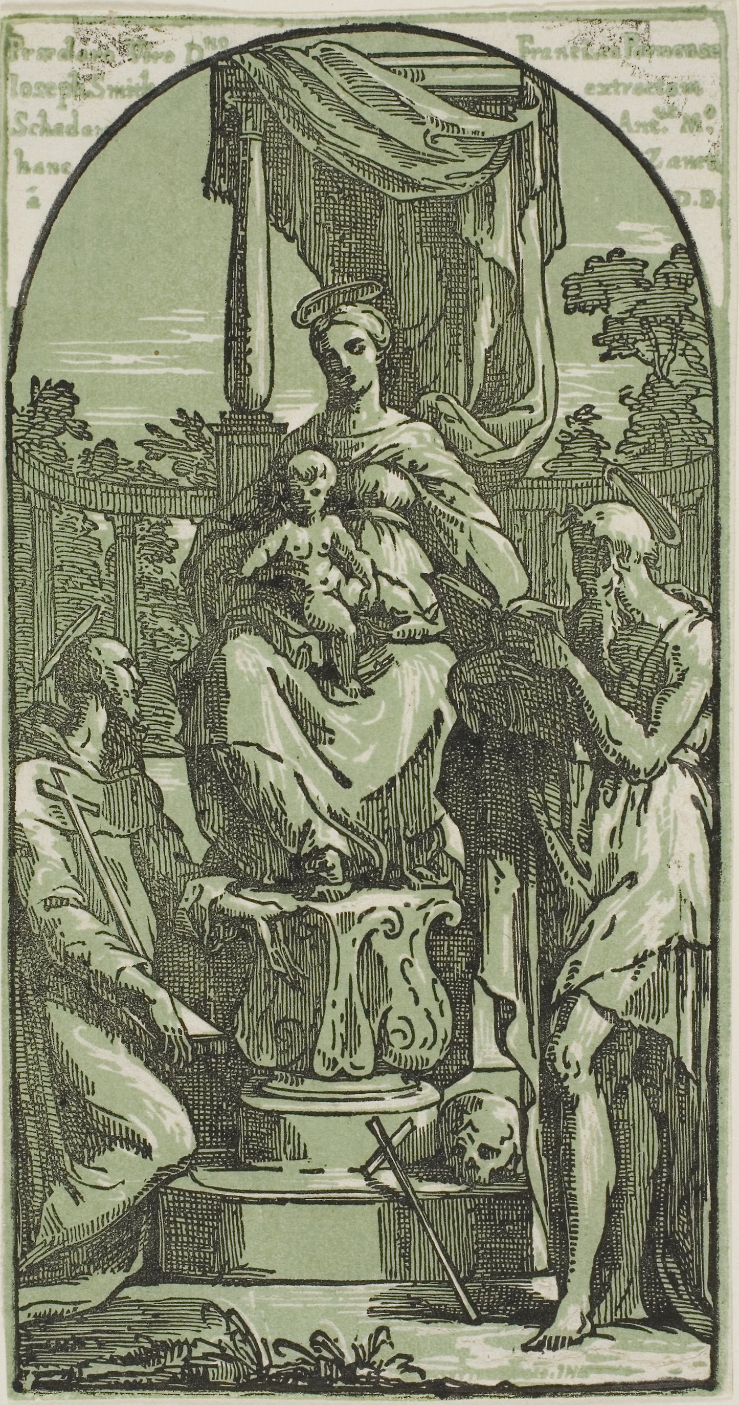 Madonna and Child Enthroned, St. Jerome and St. Francis -  Conte Anton Maria Zanetti,  Poster Print Wall Art