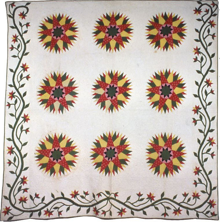 Bedcover (Slashed Star or Rose Window Quilt): United States,16x12