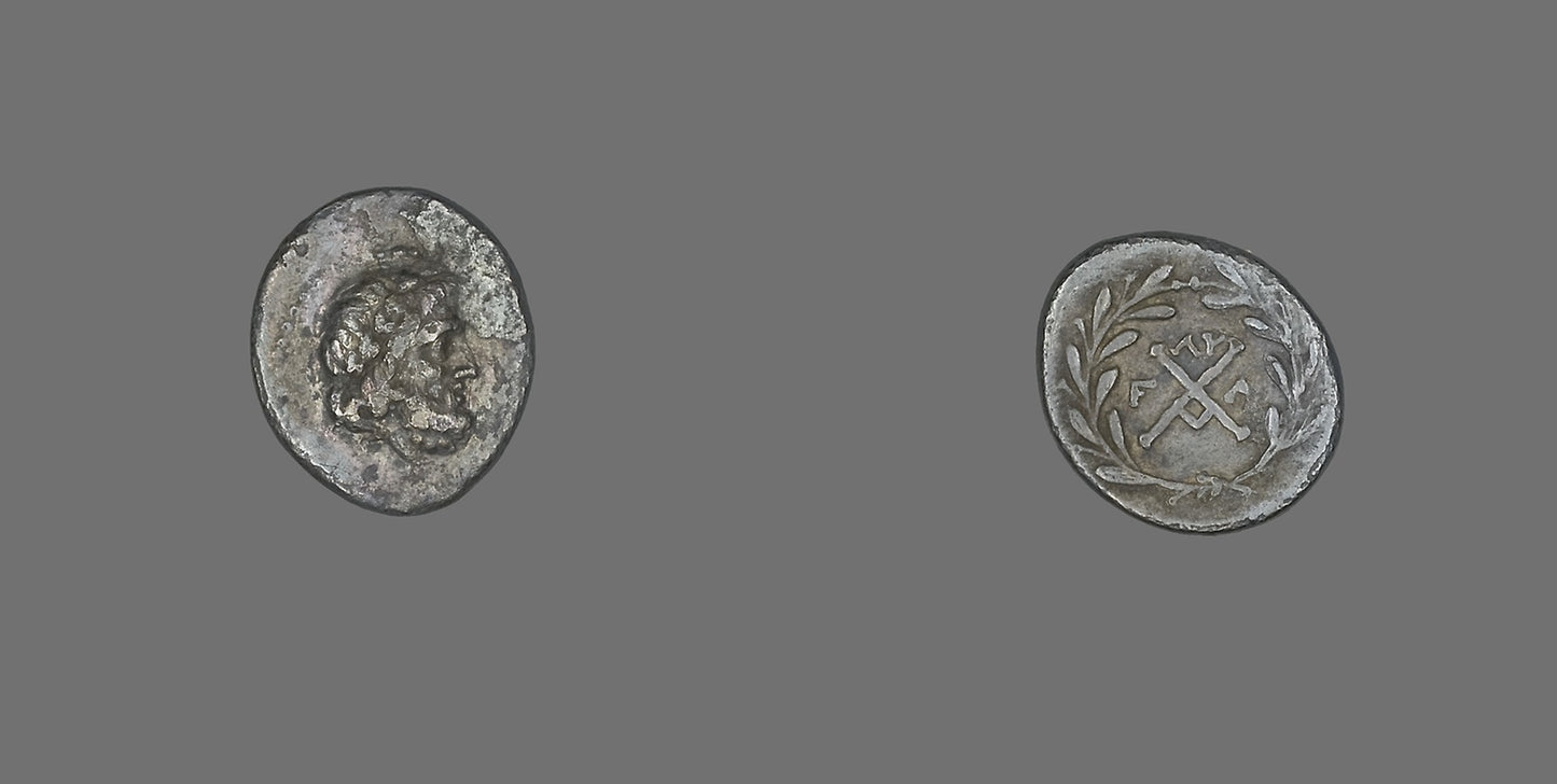 Hemidrachm (Coin) Depicting the God Zeus Amarios -  Greek; Elis,  Poster Print Wall Art