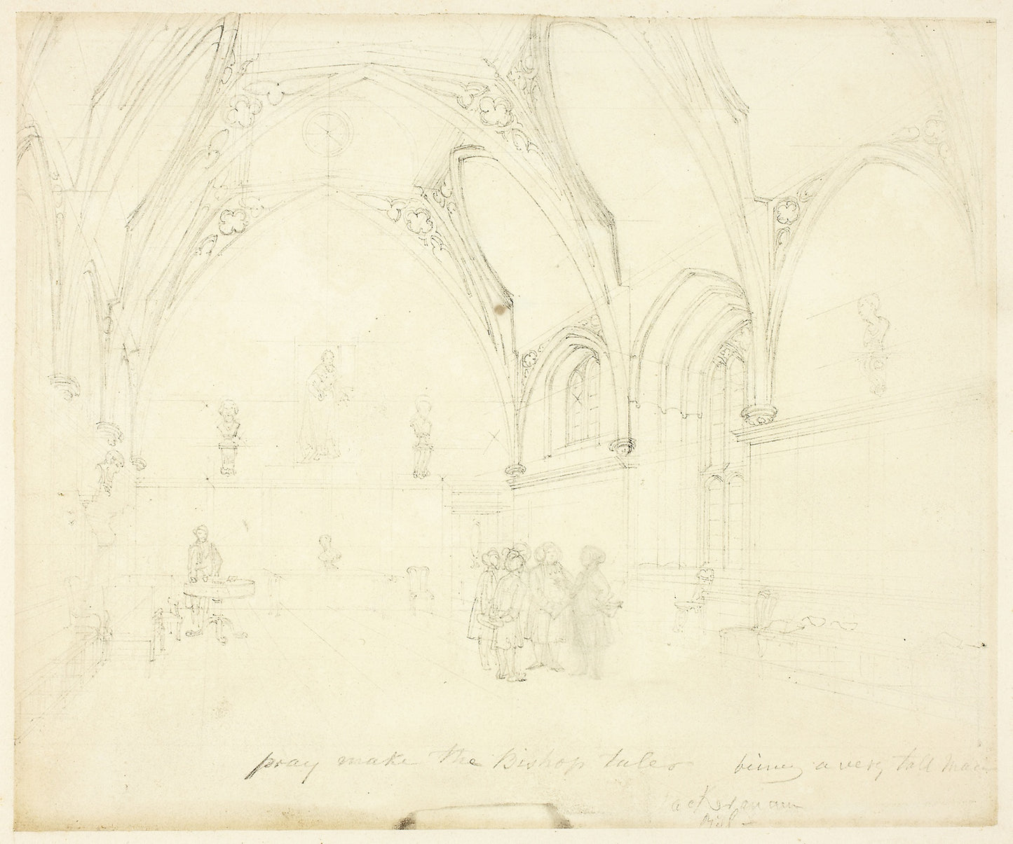 Study for Lambeth Palace, from Microcosm of London -  Augustus Charles Pugin (English, born France, 1762-1832),  Poster Print Wall Art