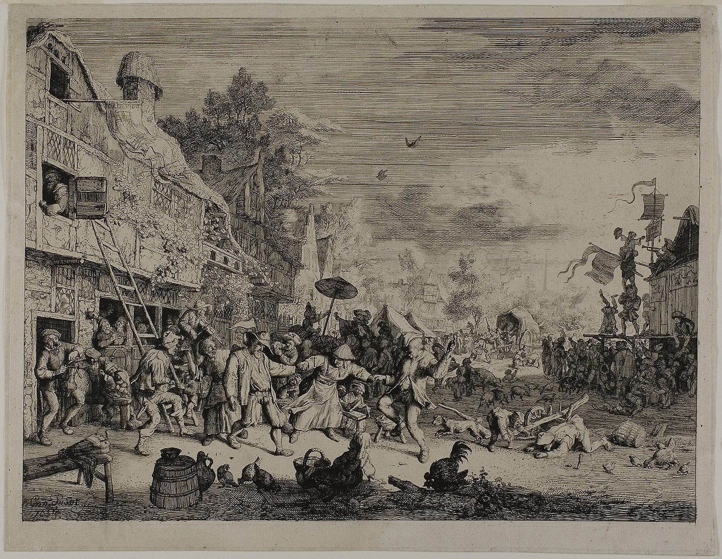 The Village Festival -  Cornelis Dusart,  Poster Print Wall Art