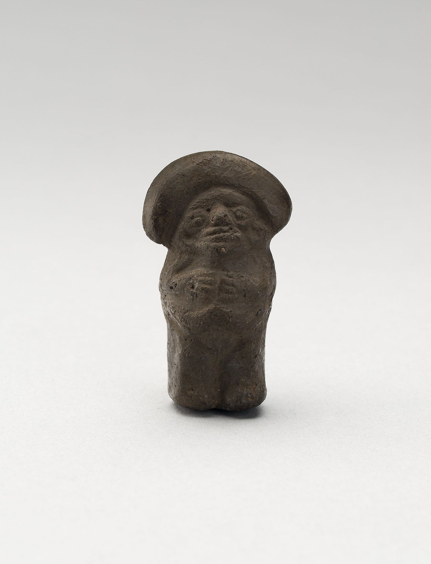 Mold-Made Blackware Pendant with Rounded Headdress -  Possibly Moche,  Poster Print Wall Art