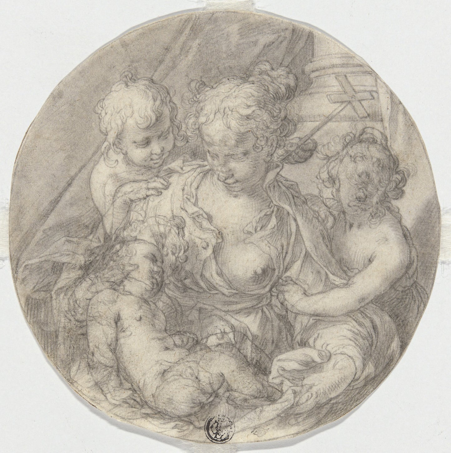 The Madonna with the Christ-child, with the infant John the Baptist and another Child: Abraham Bloemaert, Poster Print Wall Art