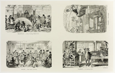 Aquarius - Jolly Young Watermen from George Cruikshank's Steel Etchings to The Comic Almanacks: 1835-1853 (top left): George Cruikshank (English, 1792-1878),16x12"(A3) Poster