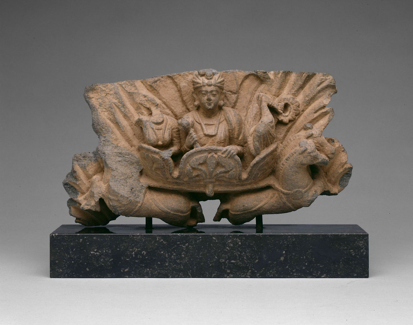 Corinthian Capital with Sun God Surya Riding a Chariot (Quadriga) -  Pakistan,  Poster Print Wall Art
