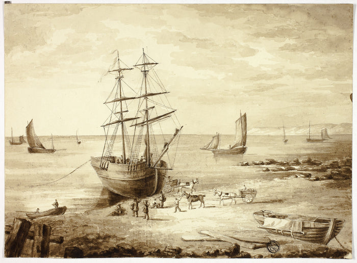 Loading Boat in Port: Elizabeth Murray,16x12