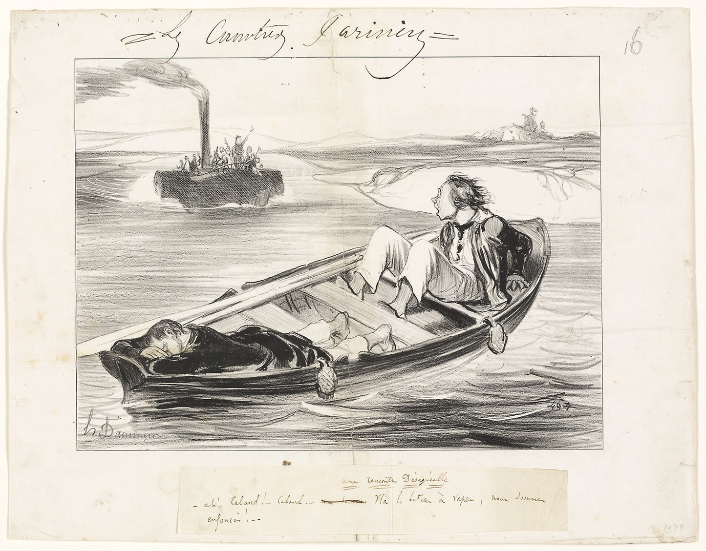 An Unpleasant Encounter, plate sixteen from Les Canotiers Parisiens -  Honoré-Victorin Daumier,  Poster Print Wall Art
