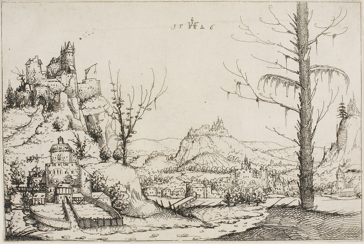 Landscape with a Fortress on a Hill -  Augustin Hirschvogel,  Poster Print Wall Art