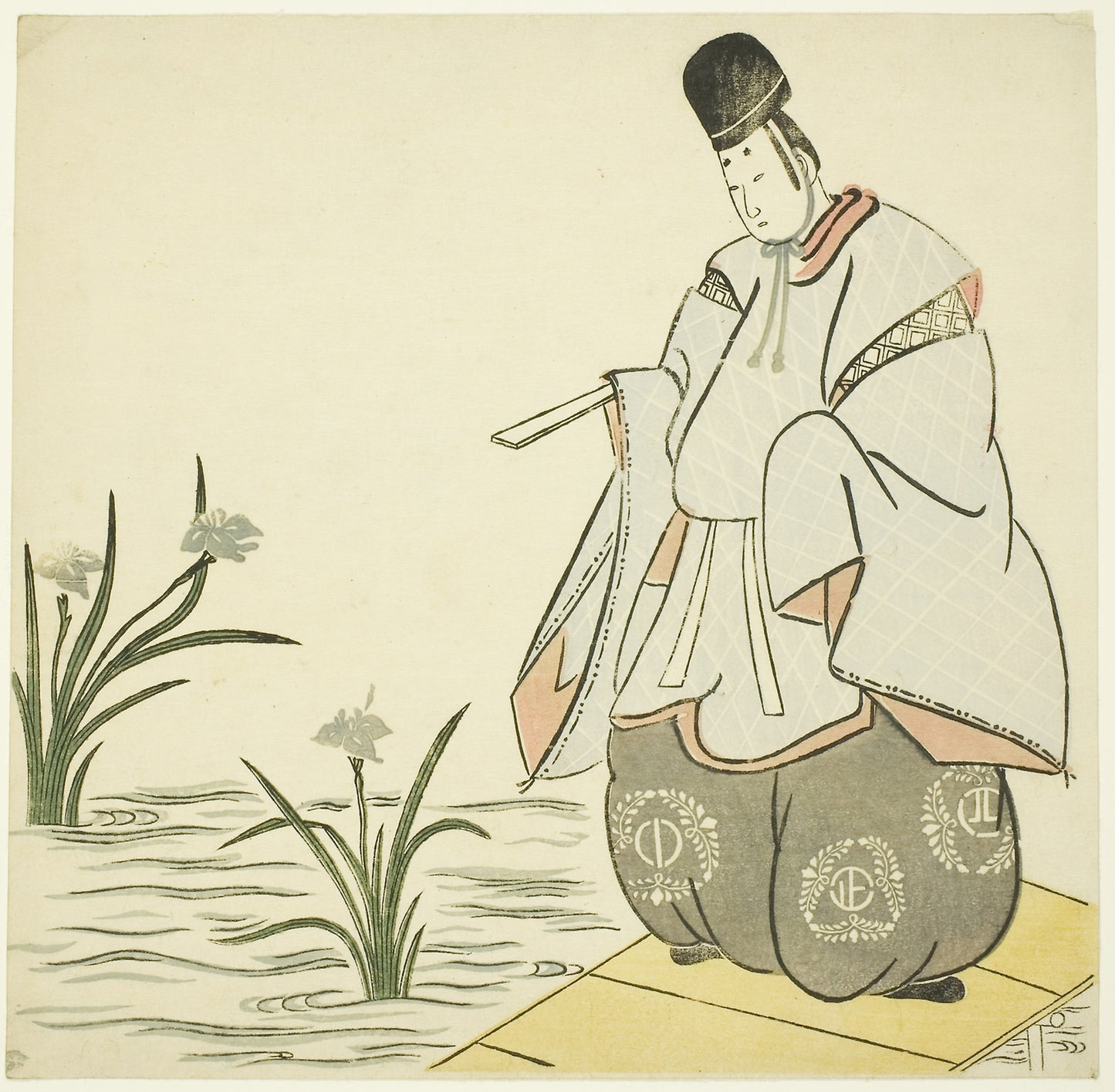 Narihira at Yatsuhashi Bridge -  Artist unknown,  Poster Print Wall Art
