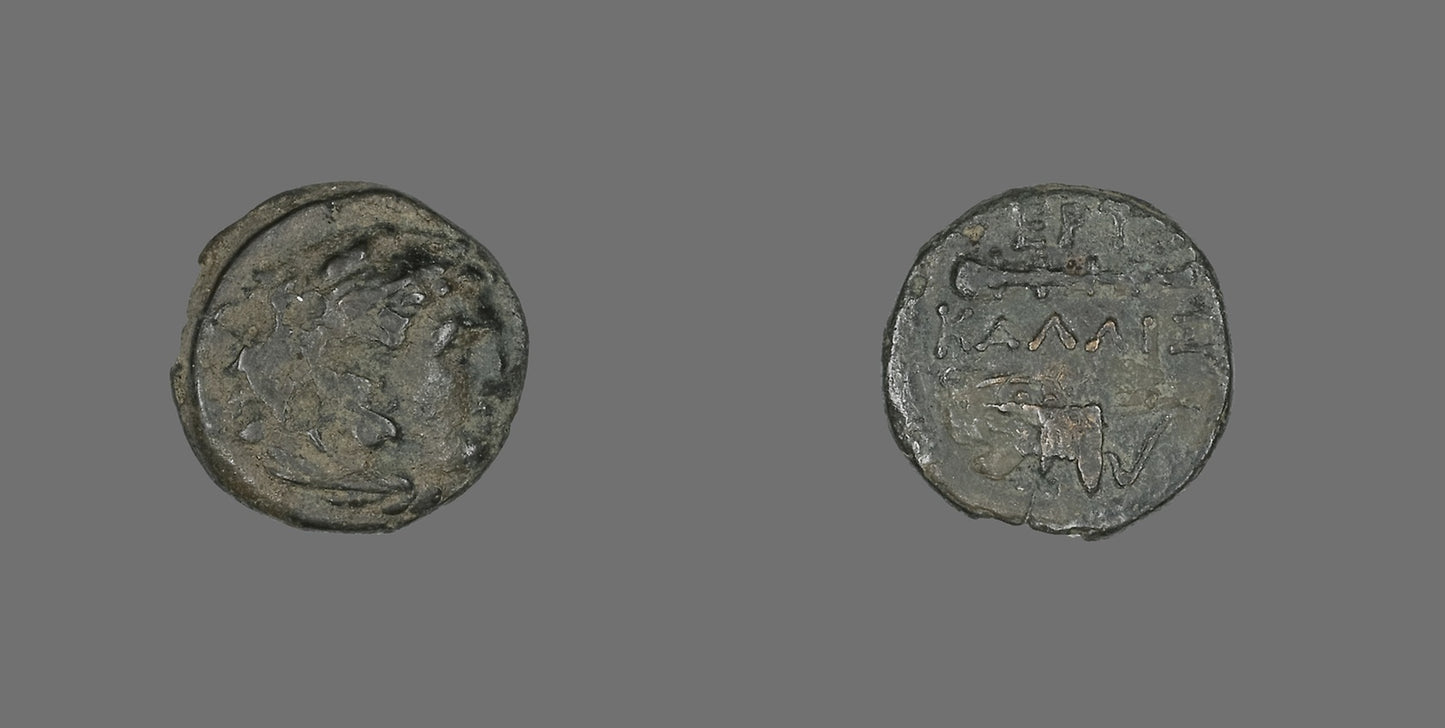 Coin Depicting the Hero Herakles -  Greek,  Poster Print Wall Art