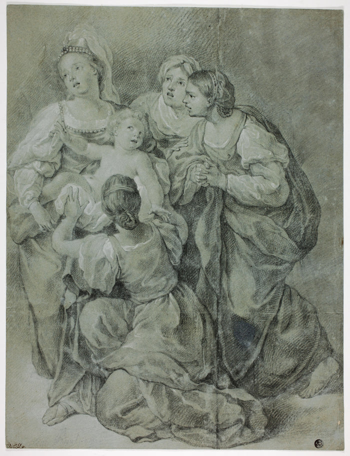Group of Four Women and Child: After Domenichino,16x12