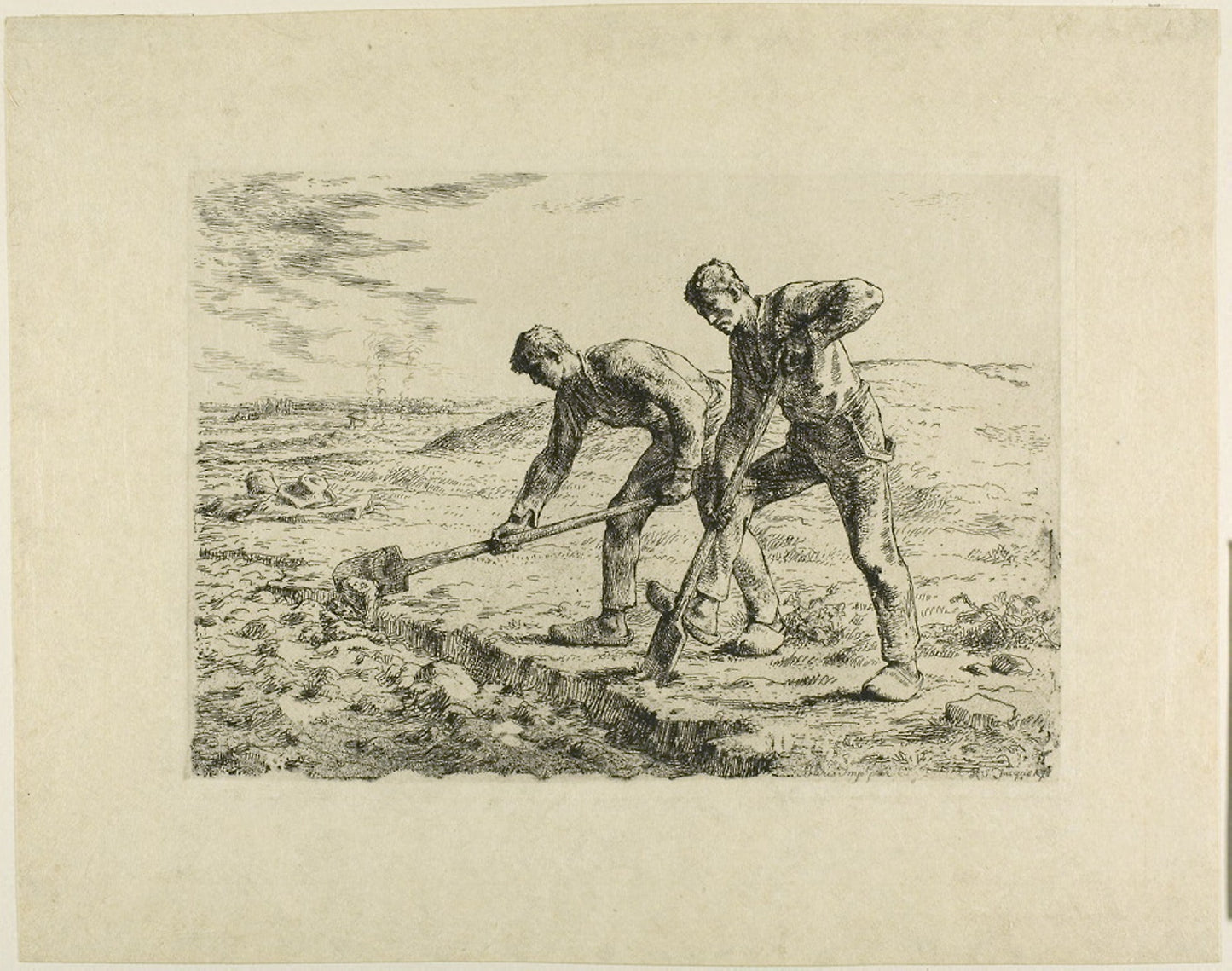 Two Men Digging -  Jean François Millet (French, 1814-1875),  Poster Print Wall Art