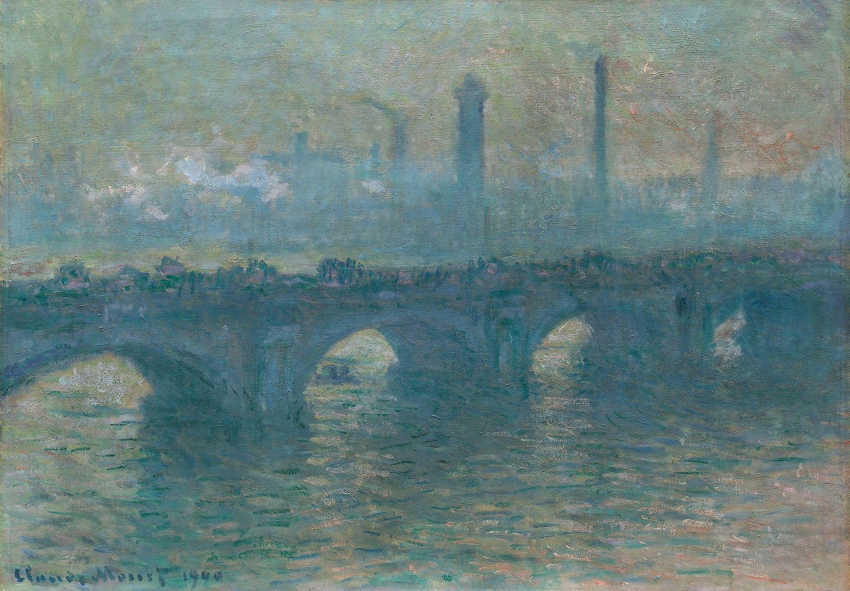 Waterloo Bridge, Gray Weather: Claude Monet,16x12"(A3) Poster