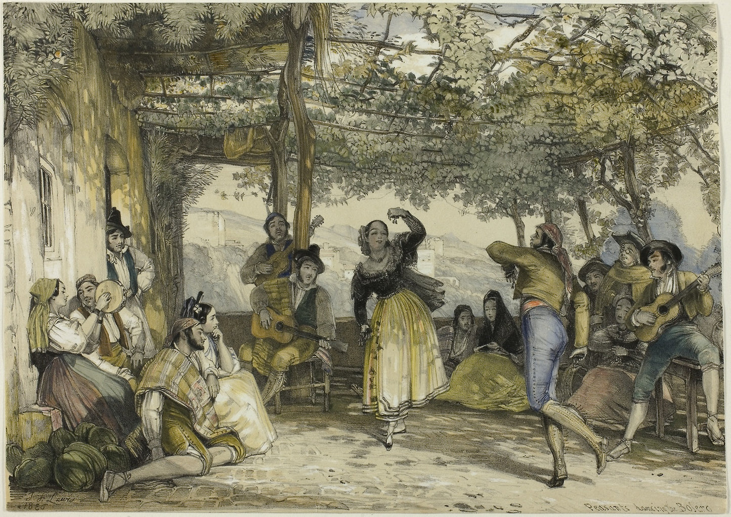 Spanish Peasants Dancing the Bolero -  John Frederick Lewis,  Poster Print Wall Art