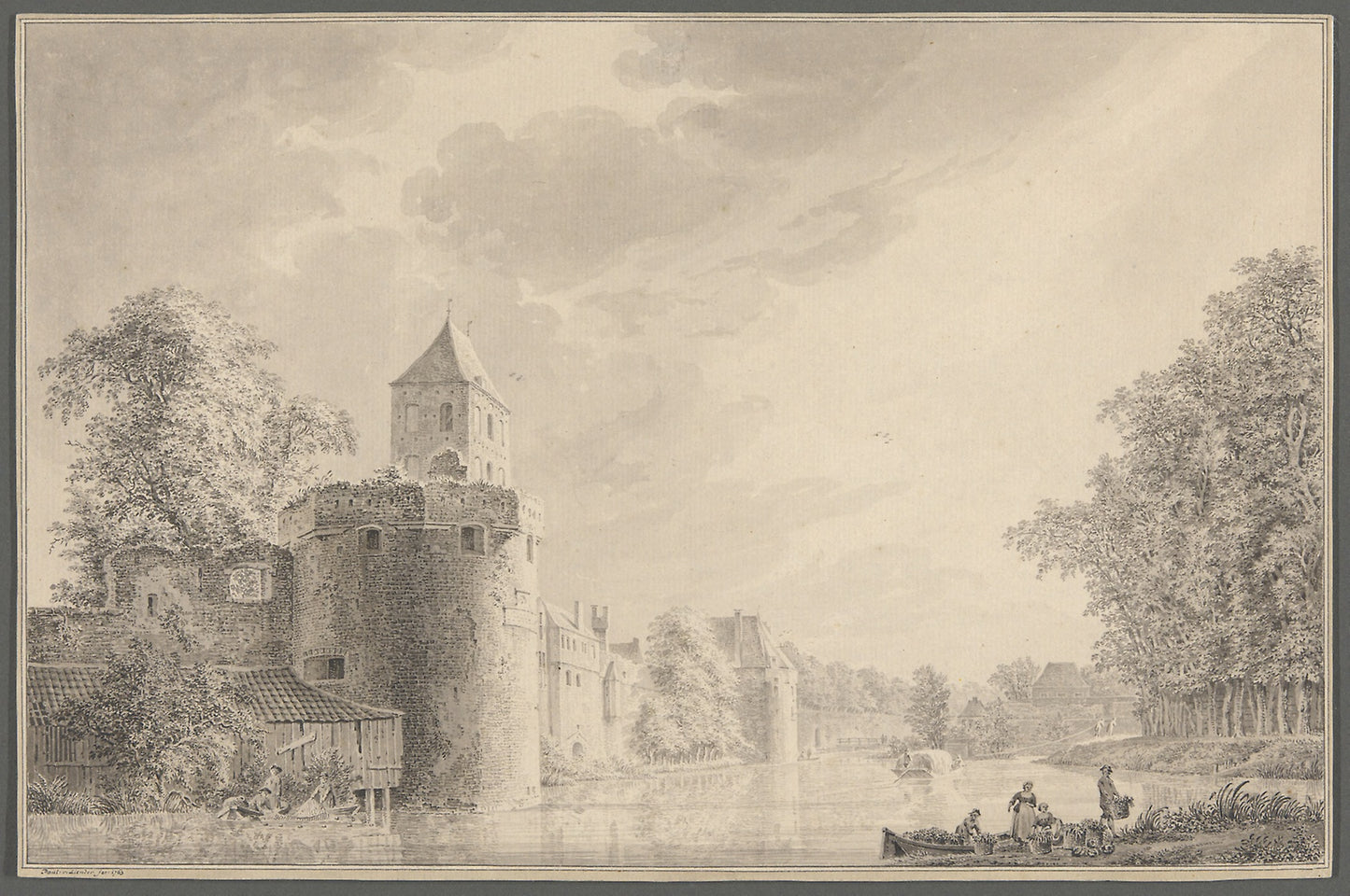 The City Walls of Utrecht -  the "Plompetoren" -  Paulus van Liender,  Poster Print Wall Art