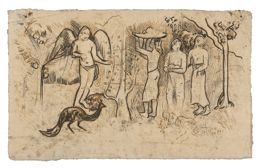 Angel, Peacock, and Three Tahitians: Paul Gauguin,16x12"(A3) Poster