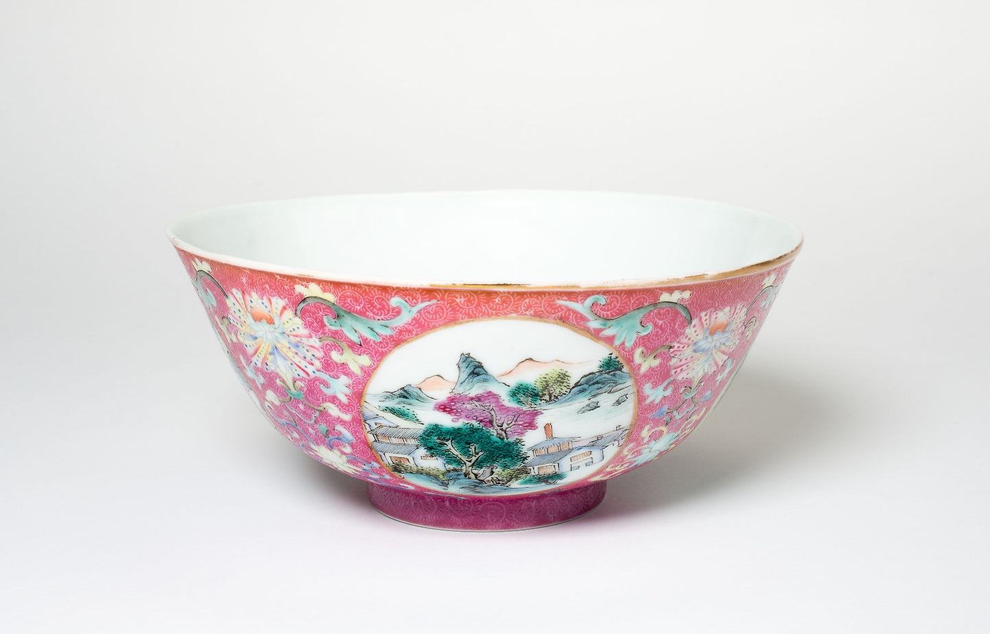 Bowl with Landscapes, Medallions, and Stylized Flowers -  China,  Poster Print Wall Art