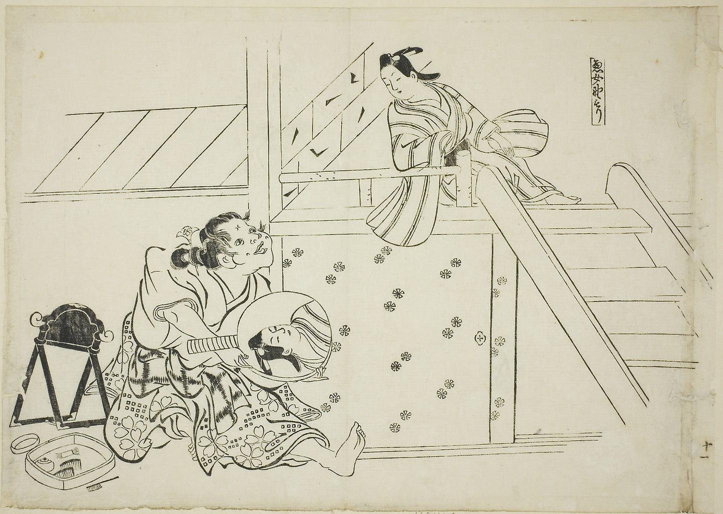 A Woman Nomori (Onna Nomori), no. 11 from a series of 12 prints depicting parodies of plays -  Okumura Masanobu  ,  Poster Print Wall Art