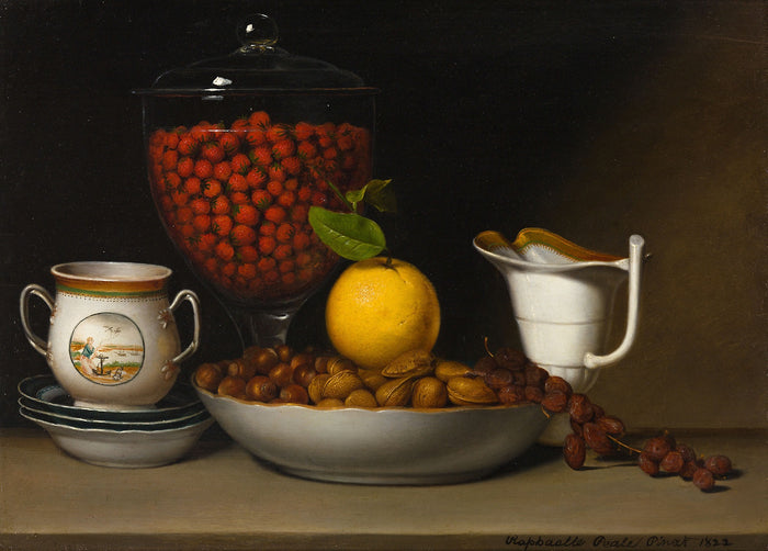 Still Life - Strawberries, Nuts, &c.: Raphaelle Peale,16x12