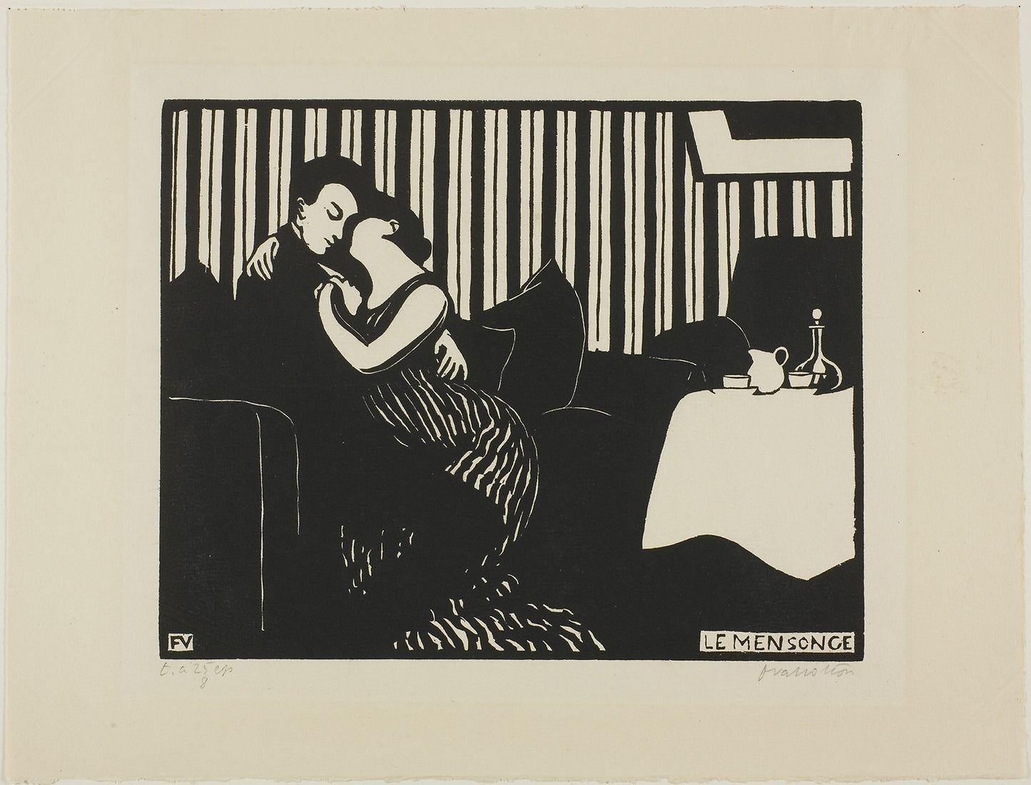The Lie, plate one from Intimacies: Félix Edouard Vallotton (French, born Switzerland, 1865-1925),16x12"(A3) Poster