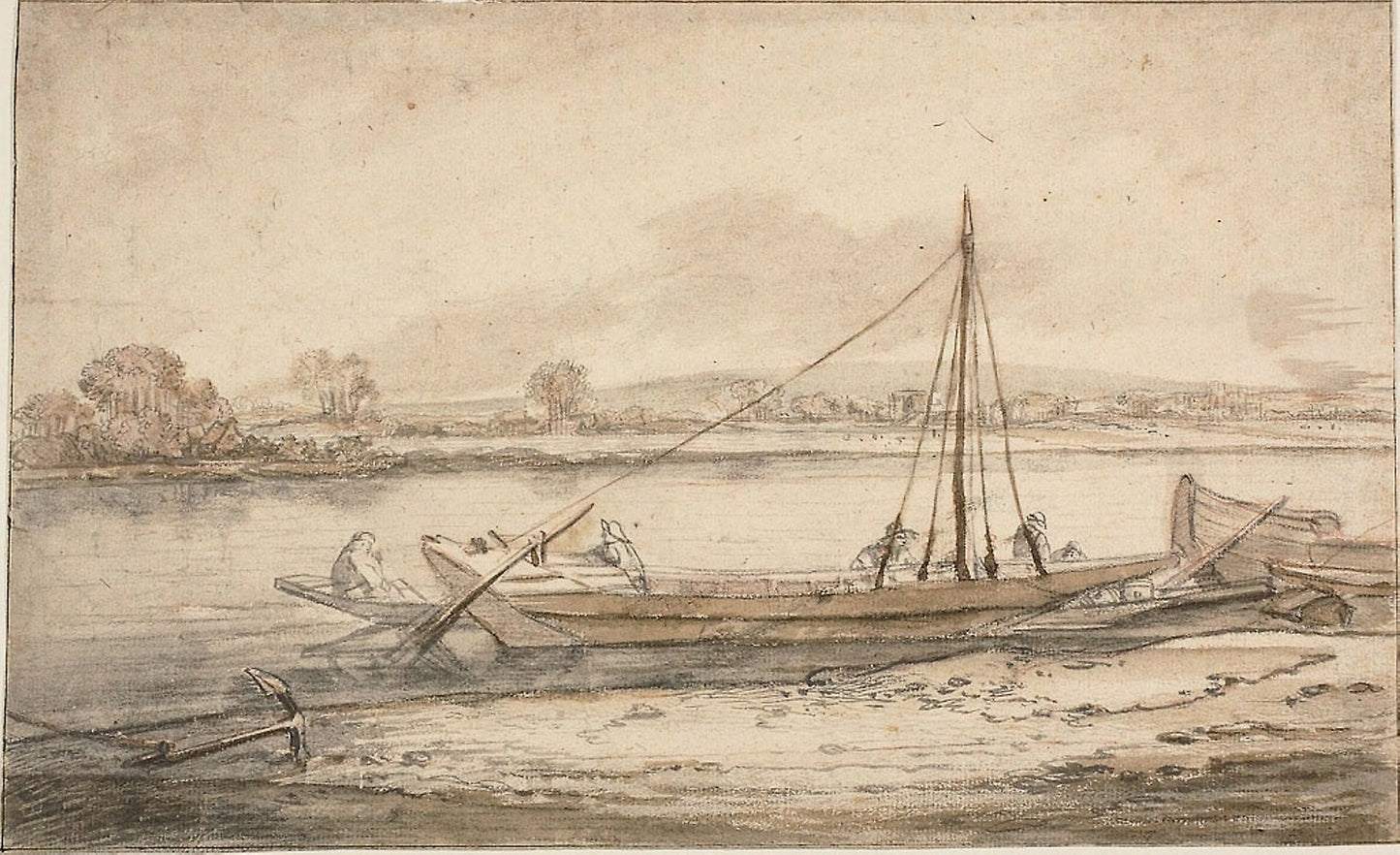 River Scene: Attributed to Abraham de Verwer (Dutch, died 1650), Poster Print Wall Art