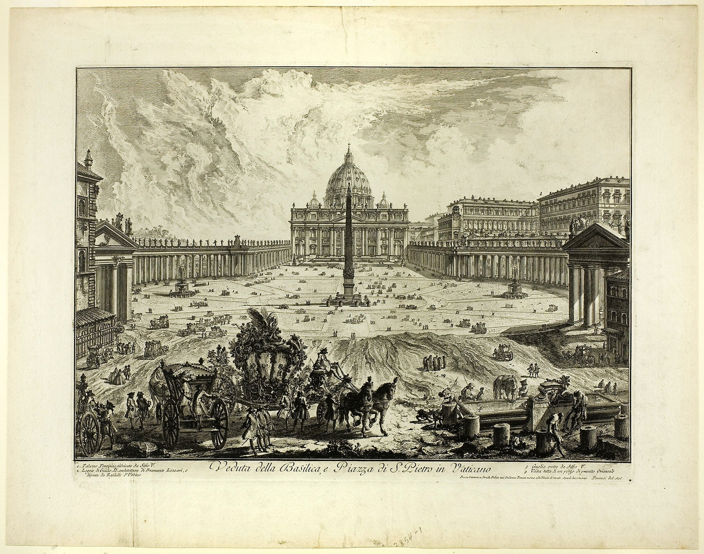 View of St. Peter's Basilica and Piazza in the Vatican, from Views of Rome -  Giovanni Battista Piranesi,  Poster Print Wall Art