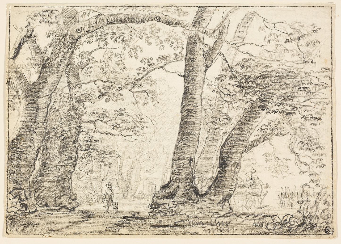 Man with Dog in Forest -  Unknown artist,  Poster Print Wall Art