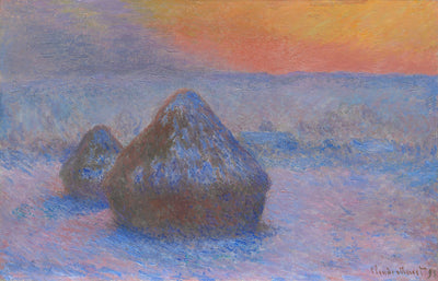 Stacks of Wheat (Sunset, Snow Effect): Claude Monet,16x12"(A3) Poster