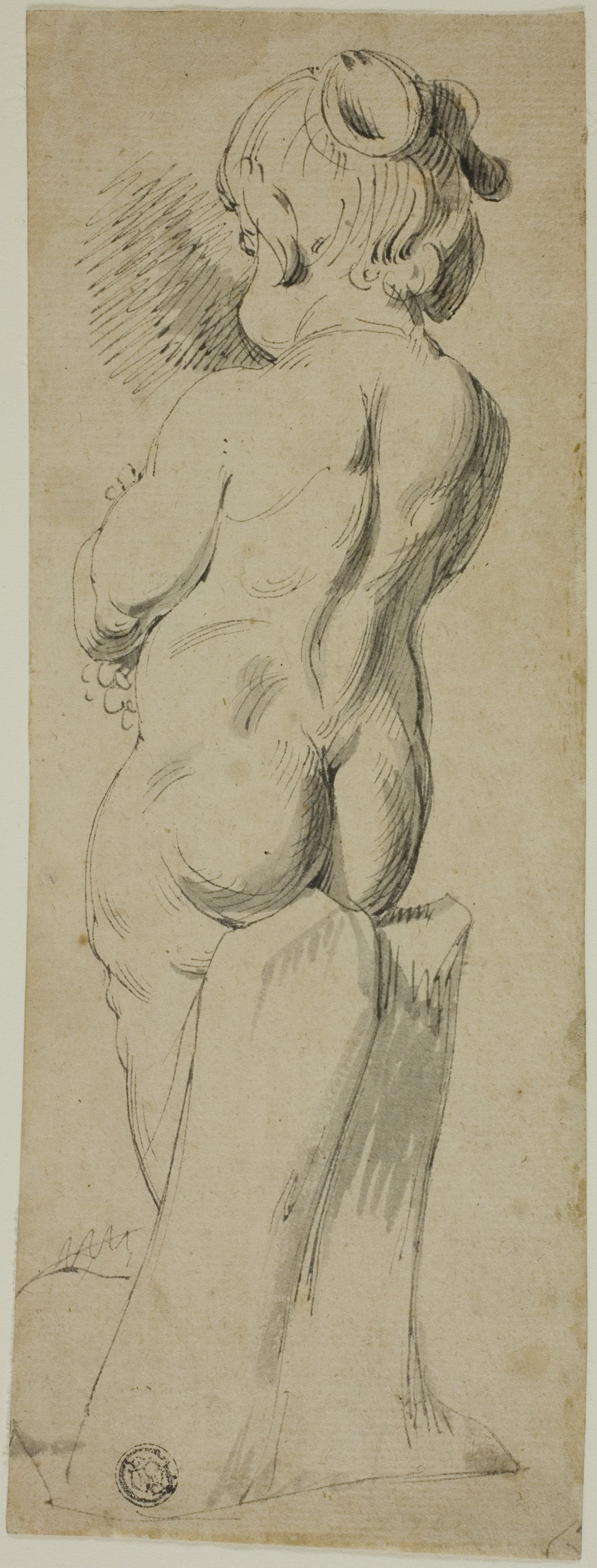 Standing Putto From the Back -  Style of Generic Parrocel,  Poster Print Wall Art