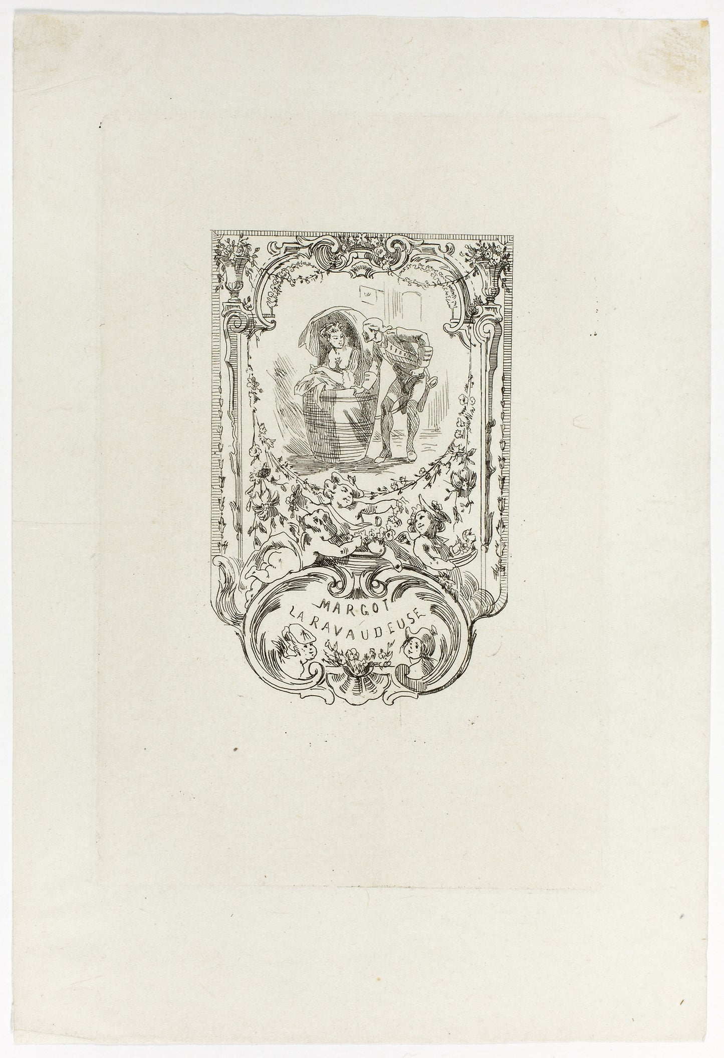 Frontispiece to Margot, la ravaudeuse -  Félicien Rops,  Poster Print Wall Art