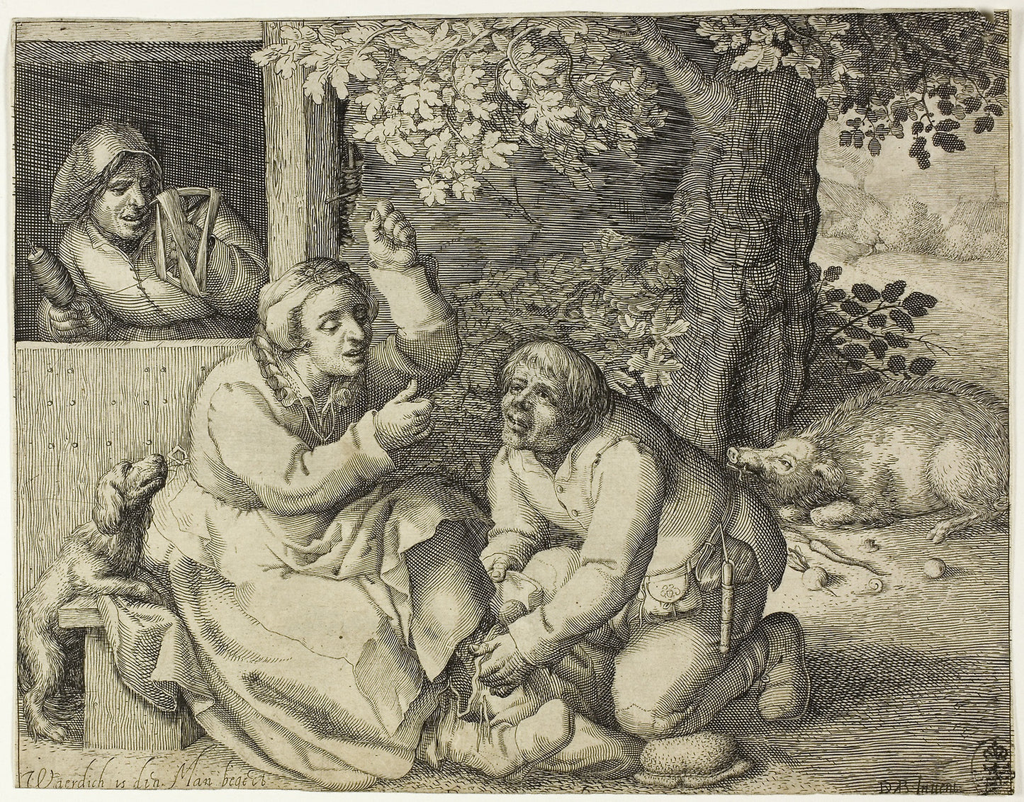Allegory of Marital Strife -  Pieter Serwouters (Flemish, 1586-1657),  Poster Print Wall Art