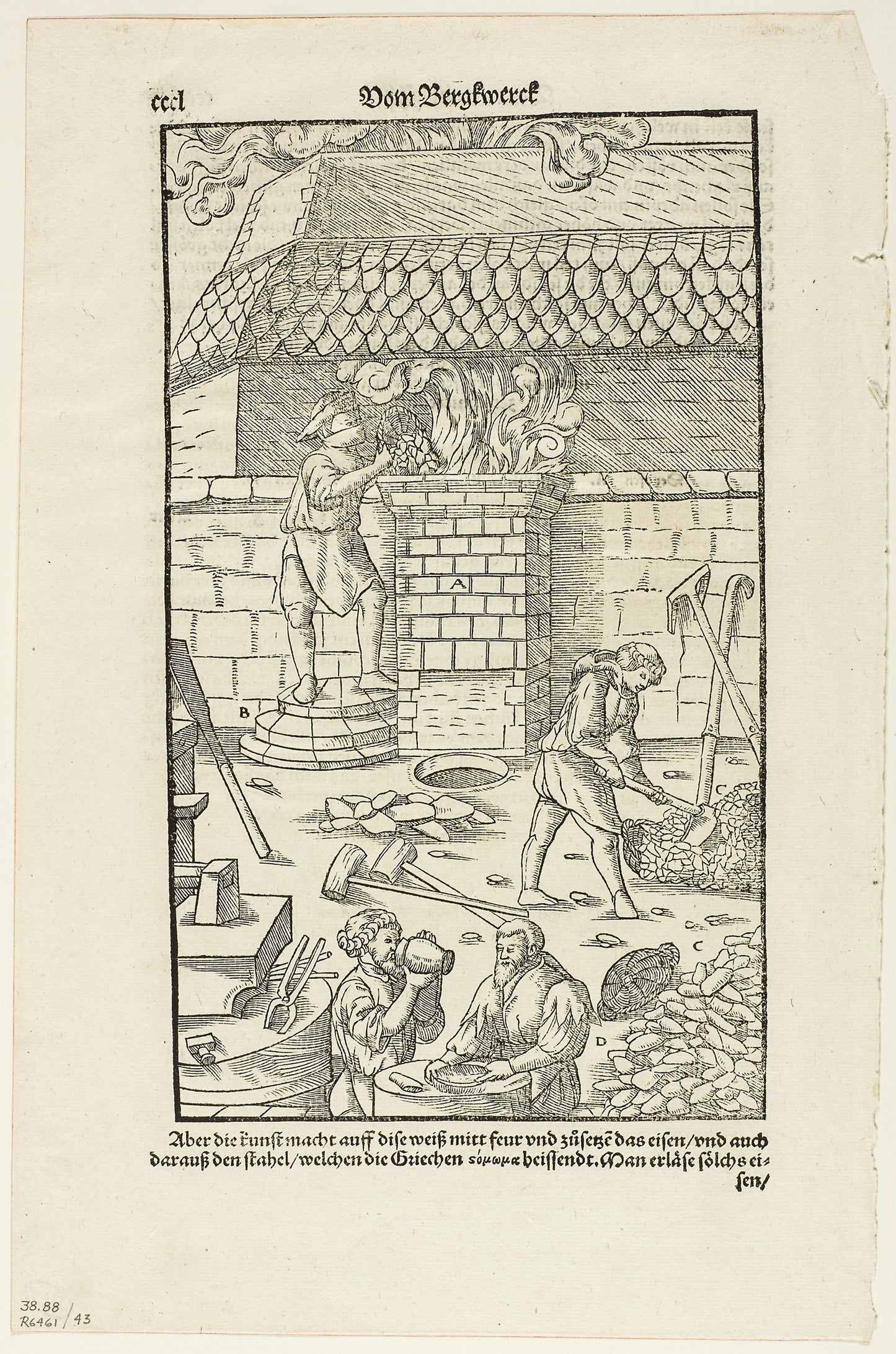 Page CCCL from Vom Bergwerck XII Bücher -  Agricola, plate 43 from Woodcuts from Books of the XVI Century -  Hans Rudolf Manuel Deutsch (Swiss, 1525-1572),  Poster Print Wall Art
