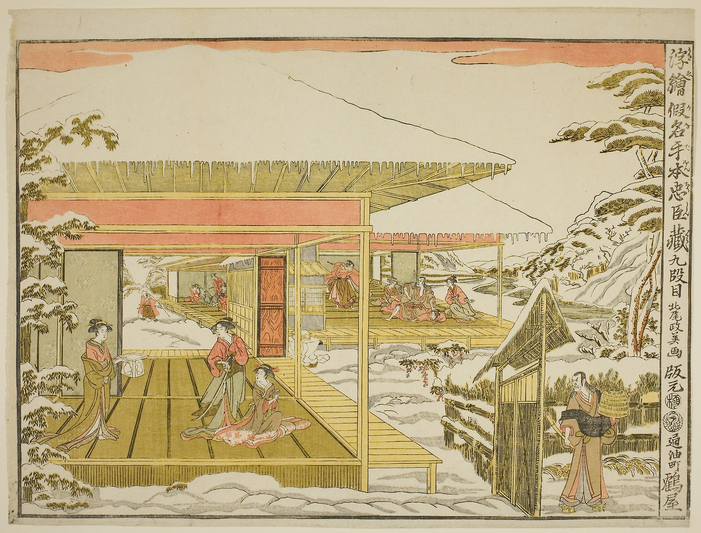 Act IX (Kudanme), from the series "Perspective Pictures of the Storehouse of Loyal Retainers (Uki-e kanadehon Chushingura)" -  Kitao Masayoshi (Kuwagata Keisai),  Poster Print Wall Art
