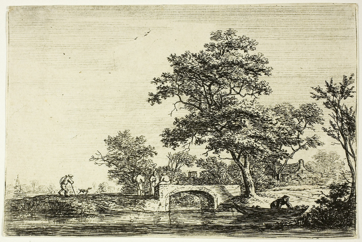 Four Men on a Stone Bridge -  Anthoni Waterlo,  Poster Print Wall Art