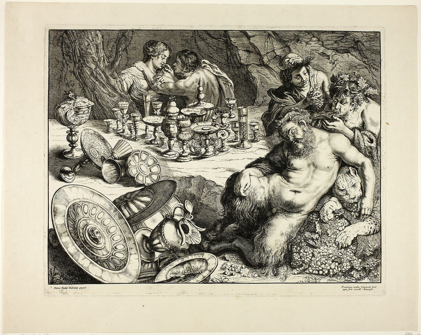 Bacchus and Drunken Silenus—The Dream of Silenus -  Frans van den Wyngaerde (Flemish, 1614-1679),  Poster Print Wall Art