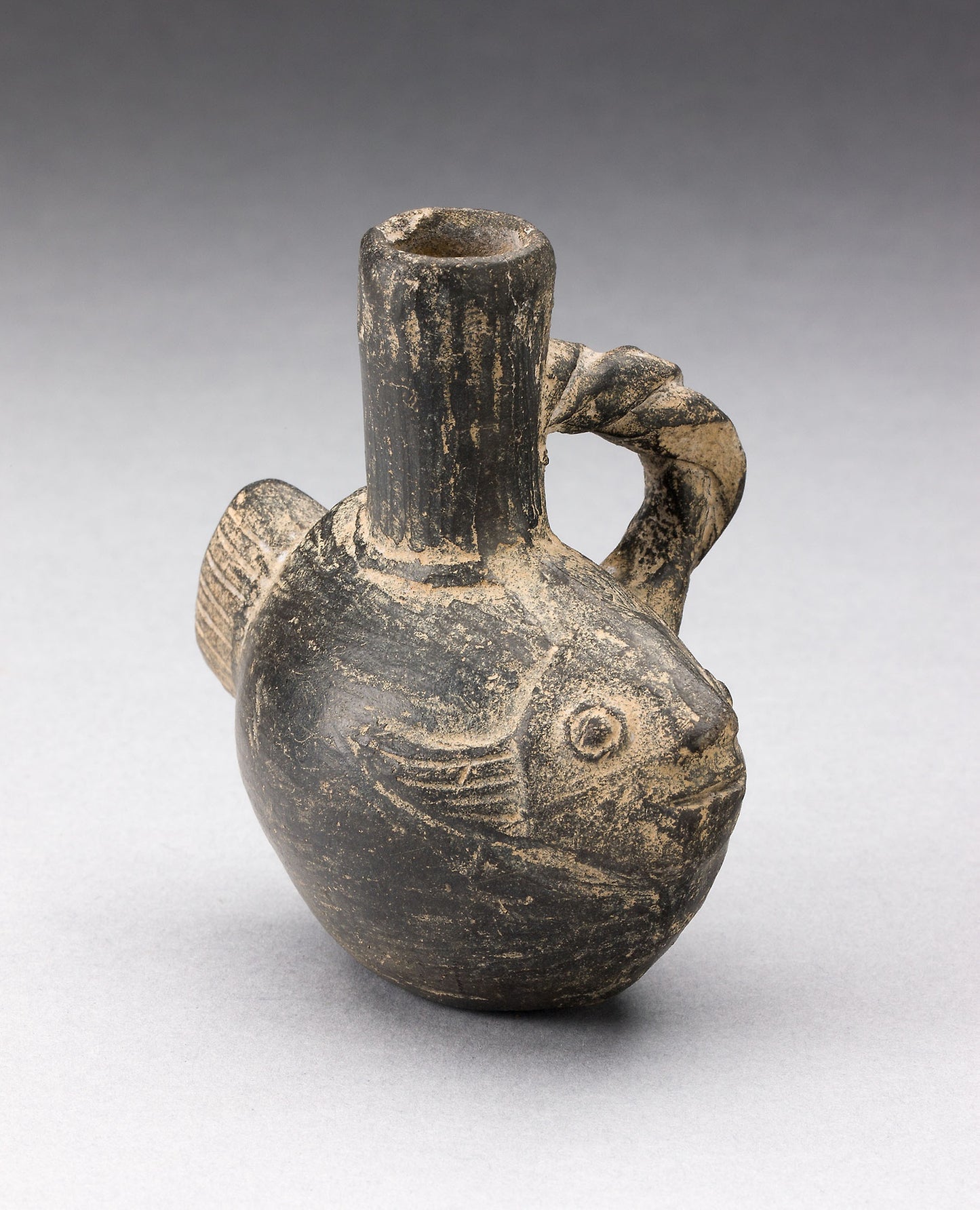 Miniature Spout Vessel in the Form of a Fish with a Rope-shaped Handle -  Chimú,  Poster Print Wall Art