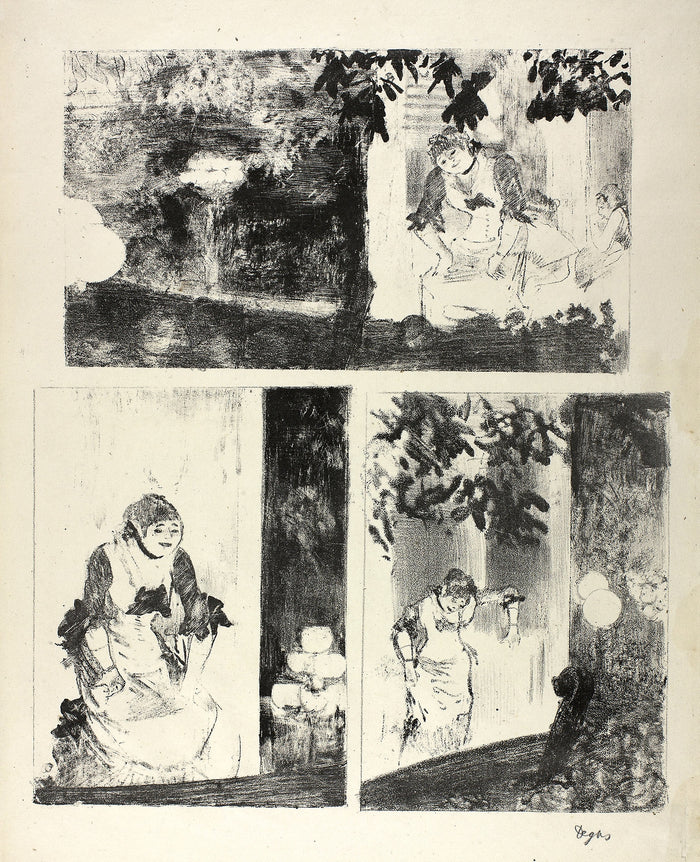 Mlle Bécat at the Café des Ambassadeurs: Three Motifs: Edgar Degas,16x12